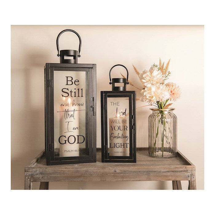 Lantern-Be Still And Know.../The Lord Will Be... (Set Of 2)