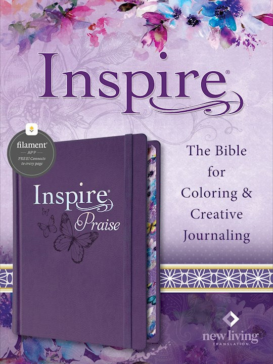 NLT Inspire PRAISE Bible Filament-Enabled Edition-Purple LeatherLike Hardcover