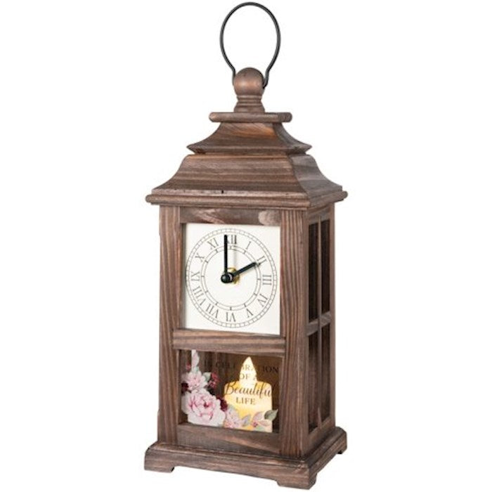 Clock Lantern w/Flameless LED Candle-In Celebration (5" x 13" x 5") (Pack Of 2)