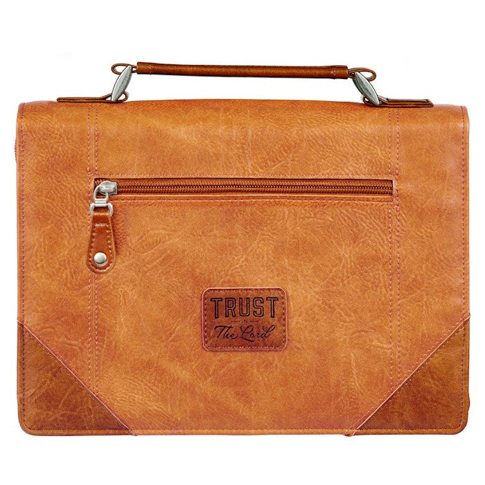 Bible Cover-Trust In The Lord-Tan/Honey Brown-Large