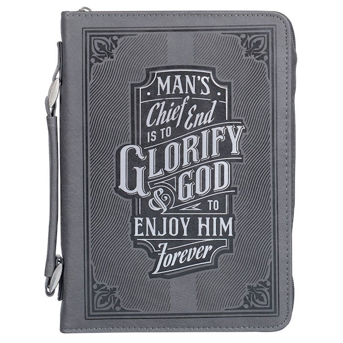 Bible Cover-Glorify God To Enjoy Him Forever-Gray-Medium