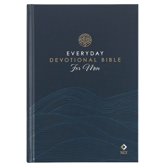 NLT Everyday Devotional Bible For Men-Navy Wave Hardcover