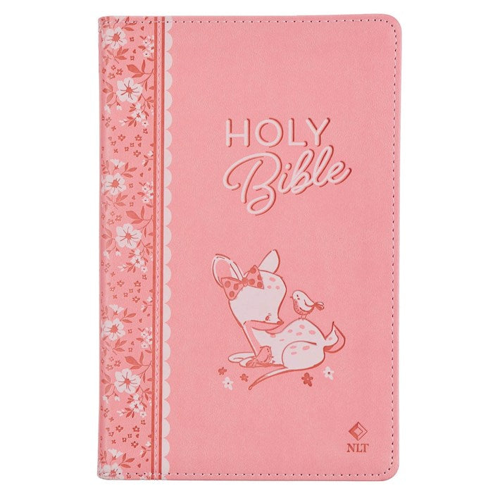 NLT Keepsake Bible For Girls-Pink Faux Leather