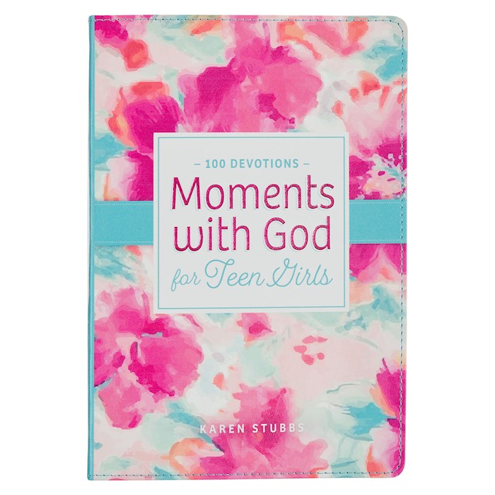 Moments With God For Teen Girls-Pink Floral Faux Leather