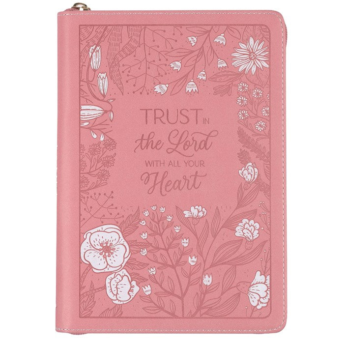 Journal-Classic w/Zip-Pink-Trust In The Lord-Prov. 3:5-6