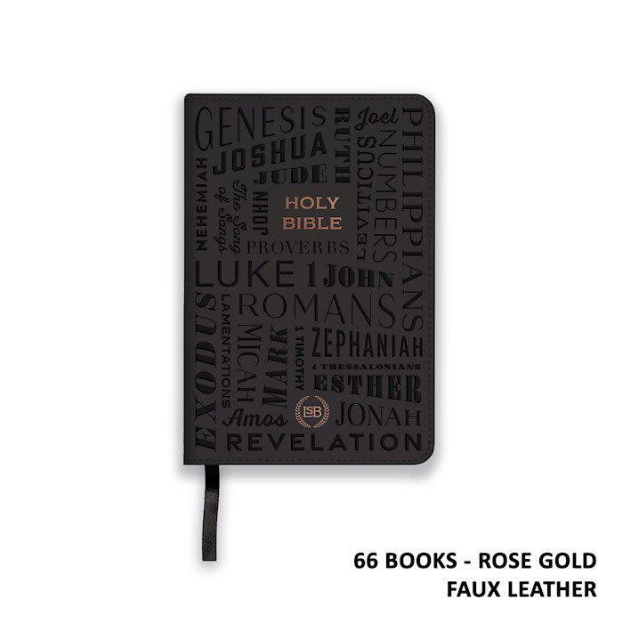 LSB Legacy Standard Bible/Compact Edition-Black/Rose Gold Paste-Down Faux Leather