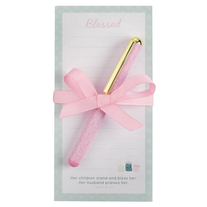 Magnetic Notepad w/Pen-Blessed (Proverbs 31:28)