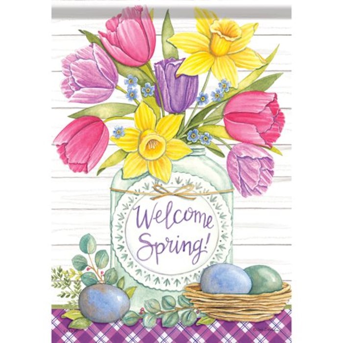 Flag-Garden-"Welcome Spring" Floral (12.5" x 18")
