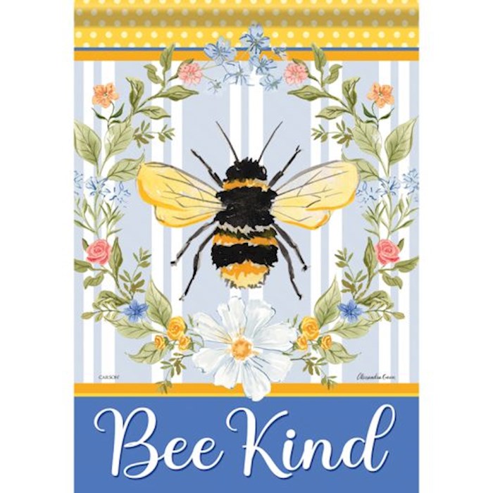 Flag-Garden-Durasoft-Bee Kind Wreath (12.5" x 18")