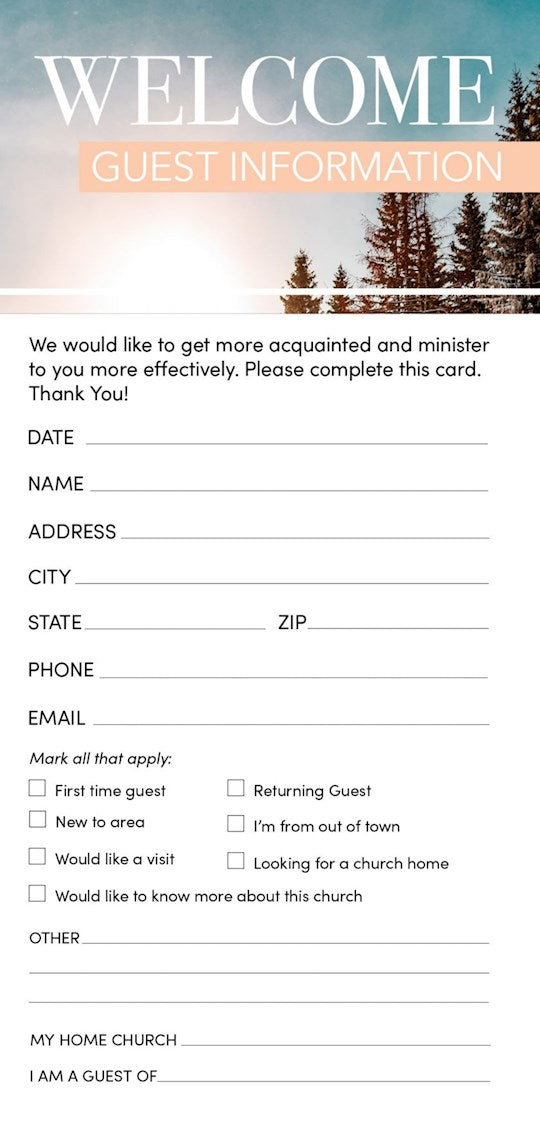 Guest Card-Welcome: We Are Glad You Are Here (Numbers 6:25 KJV) (Pack Of 50)