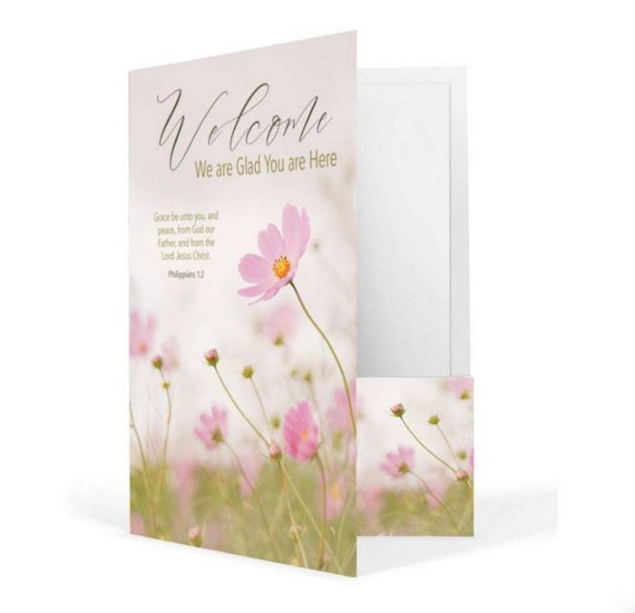 Welcome Folder-We Are Glad You Are Here (Philippians 1:2 KJV) (Pack Of 12)