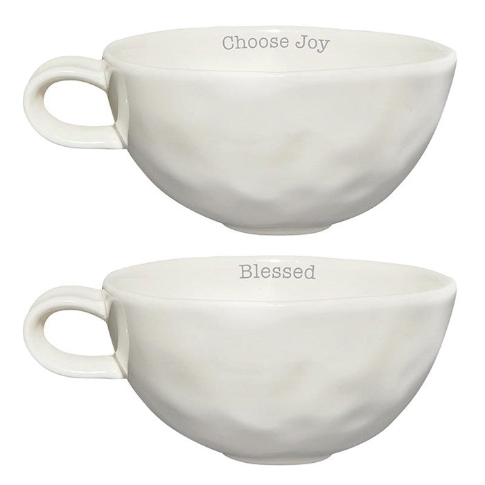 Mug Set-Hand Thrown-Blessed/Choose Joy (10 Oz) (Set Of 2)