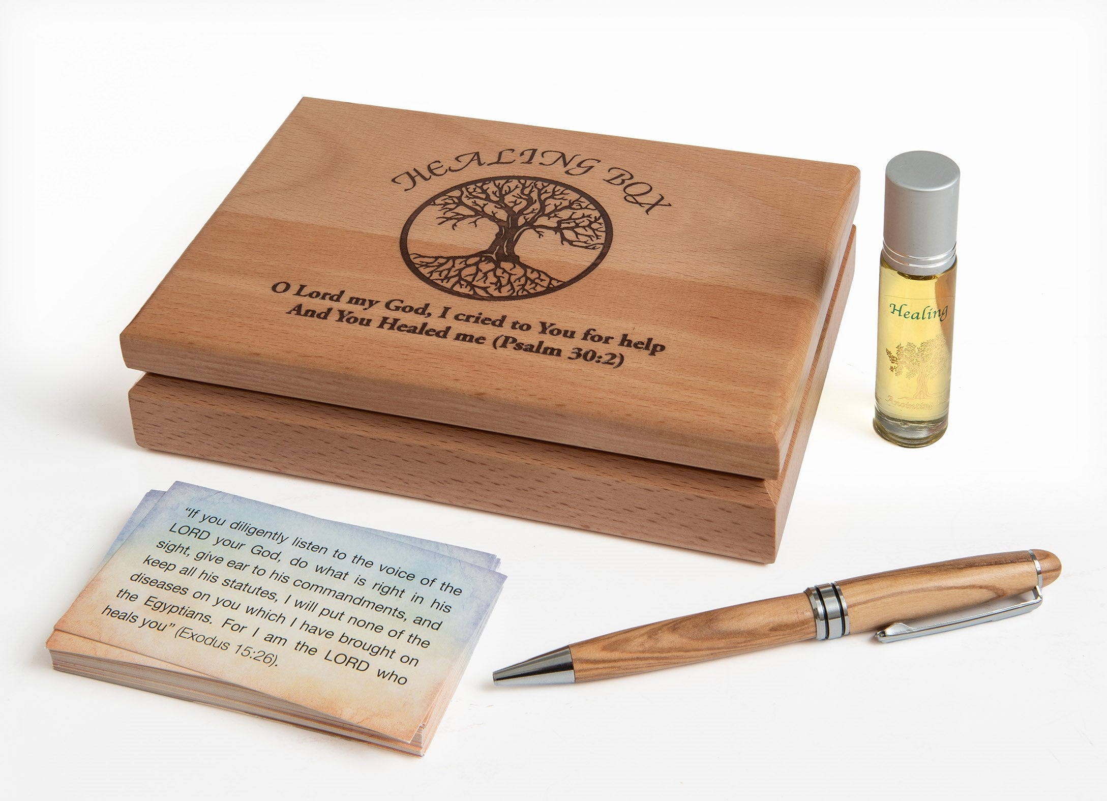 Gift Set-Prayers For Healing Box (Pen 31 Cards & Oil) (