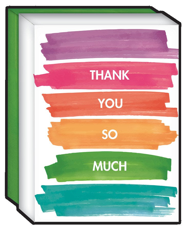 Note Card-Blank-Full Color-Watercolor Stripes/Thank You (Box Of 15)
