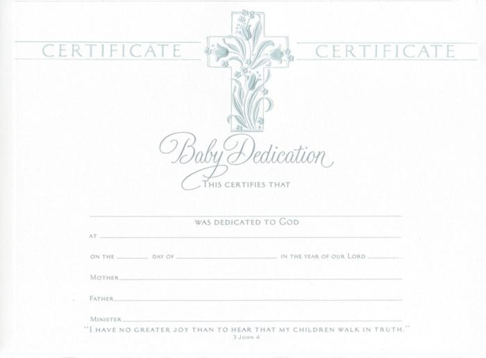 Certificate-Baby Dedication (3 John 4) (Pearl Foil Embossed  Premium Stock) (Pack Of 6)