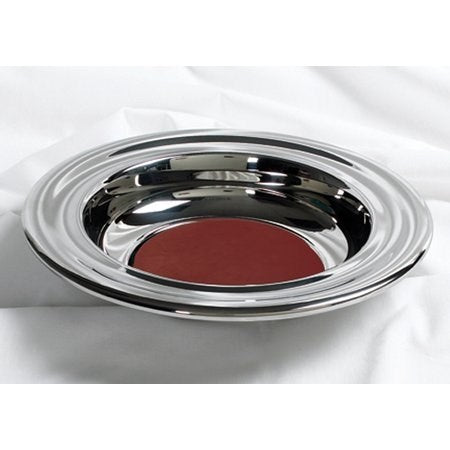 Seed of Abraham Christian Bookstore - (In)Courage - Offering Plate-Silvertone-Stainless Steel w/Red Felt-12&quot;