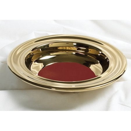 Seed of Abraham Christian Bookstore - (In)Courage - Offering Plate-Brasstone-Stainless Steel w/Red Felt-12&quot;