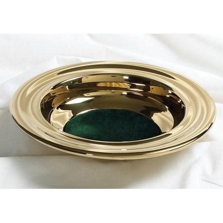 Seed of Abraham Christian Bookstore - (In)Courage - Offering Plate-Brasstone-Stainless Steel w/Green Felt-12&quot;
