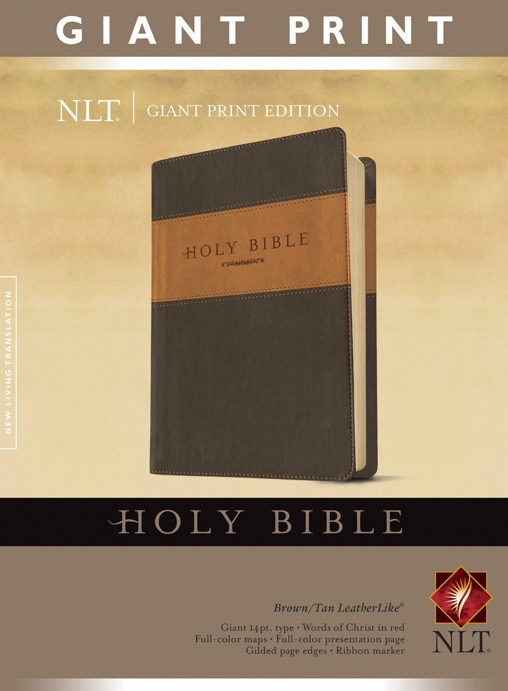 NLT Giant Print Bible-Brown/Tan TuTone