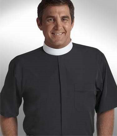 Seed of Abraham Christian Bookstore - Clerical Shirt-Short Sleeve Banded Collar-17 In-Black