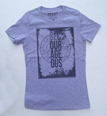 Tee Shirt-Be Courageous Womens Boyfriend Tee- Small-Heather Grey W/Black