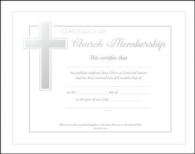 Certificate-Membership (Matthew 18:20) (Silver Foil Embossed Premium Stock) (Pack Of 6)