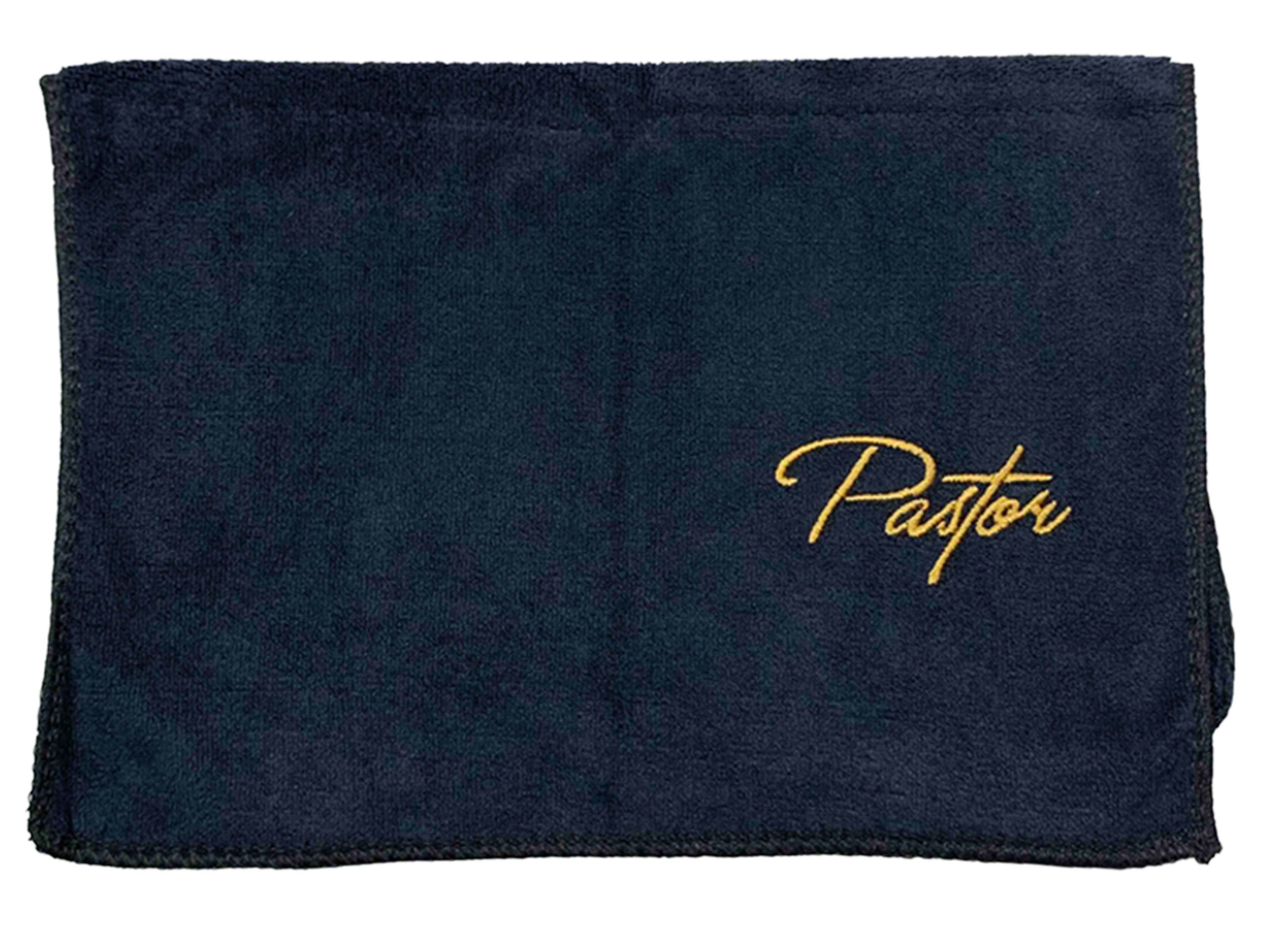 Towel-Pastor-Black w/Gold Lettering
