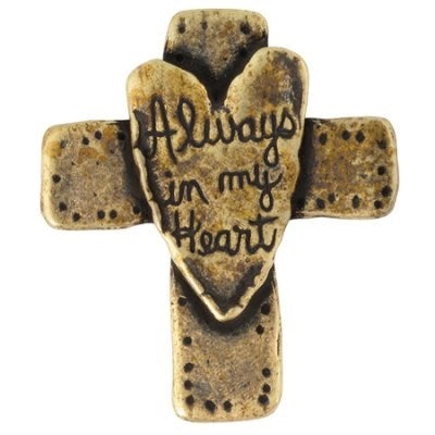 Pocket Token-Cross/Always In My Heart-Brass Plated