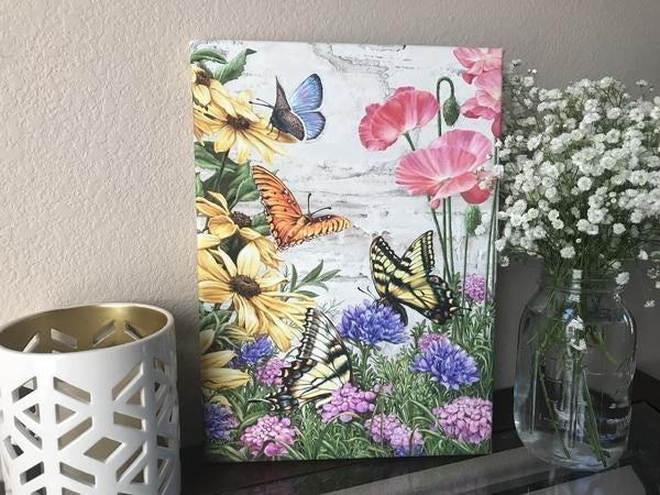 Frameless Canvas-Butterfly Garden (10 x 14)