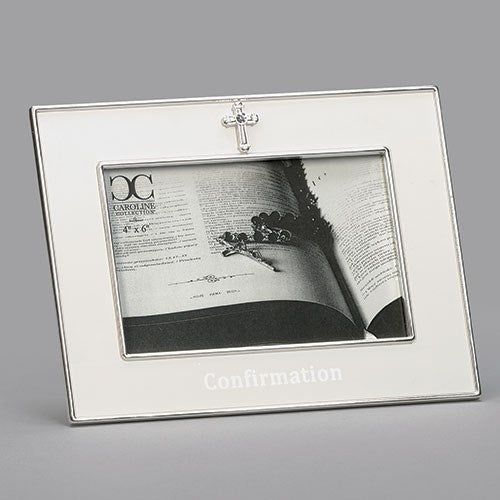 Frame-Confirmation-Horizontal w/Cross-Cream (Holds 4 x 6 Photo)