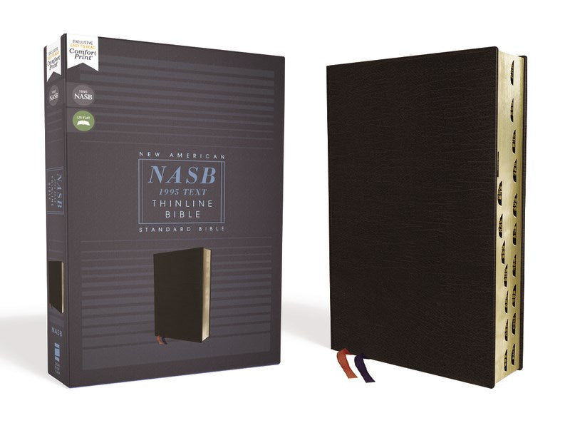 NASB Thinline Bible (Comfort Print)-Black Bonded Leather Indexed