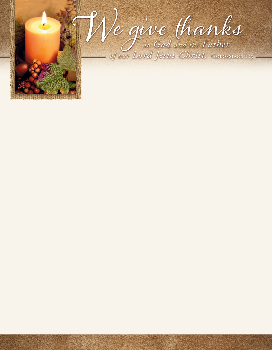 Letterhead-We Give Thanks To God And The Father..(Colossians 1:3 KJV) (Pack Of 100)