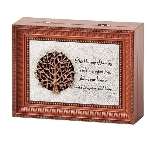 Music Box-Family Blessing-Brown/Fur Elise (8" X 6.25" X 2.75")