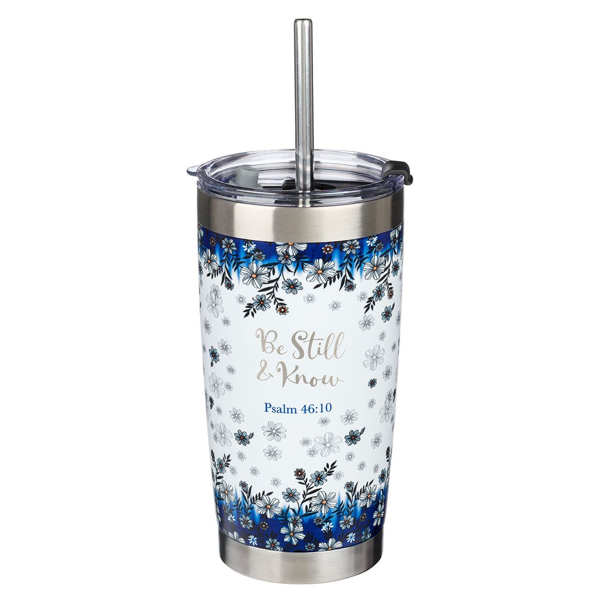 Travel Mug Be Still Psalm 46:10 (Stainless w/Straw)