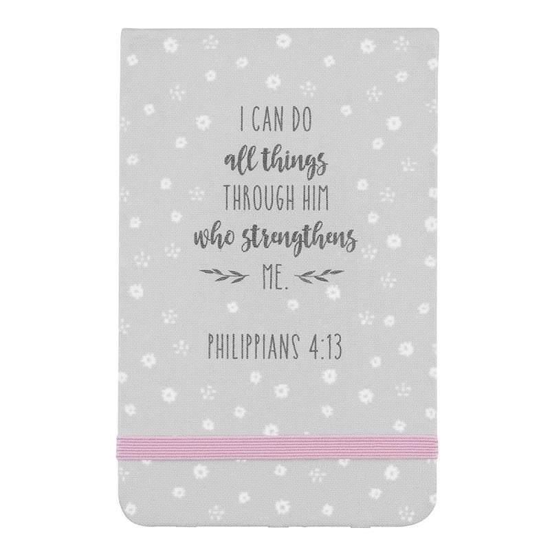 Linen Notepad-Philippians 4:13-Hardcover w/Elastic Closure (3.5" x 5.5")