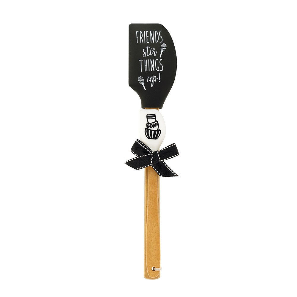 Kitchen Buddies-Large & Small Spatula-Friends Stir Things Up-Black/White (Silicone)