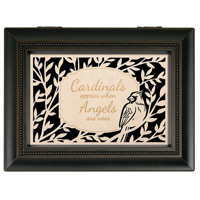 Music Box-Wood Engraved-Cardinals Appear (6" x 8" x 2.3/4")
