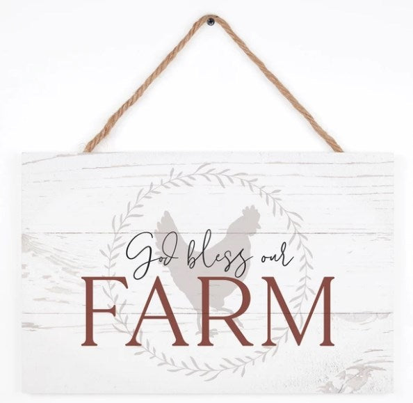 String Sign-God Bless Our Farm (17" x 10.5")
