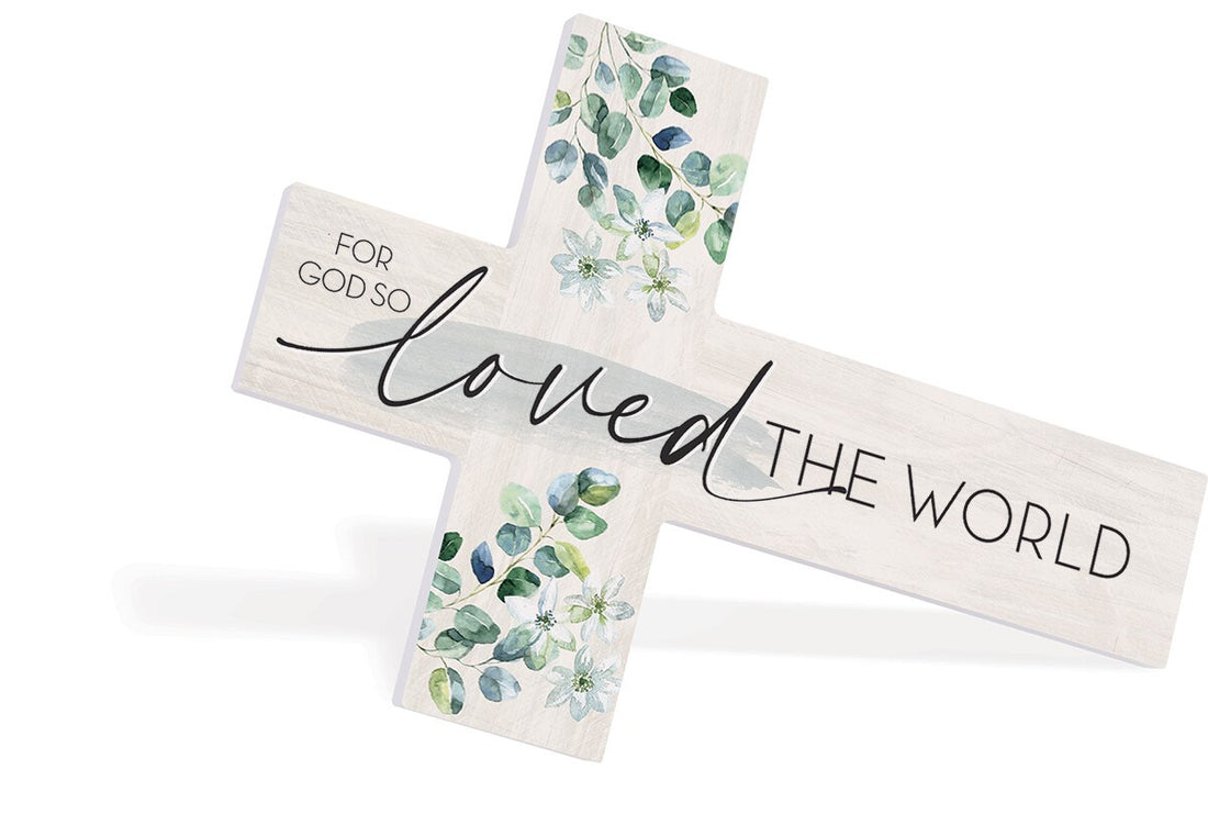 Horizontal Cross-God So Loved The World (12" x 8.5")