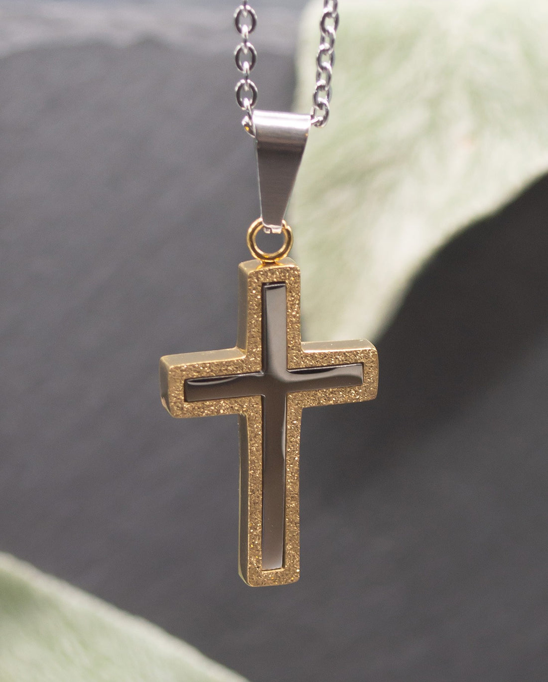 Necklace-Eden Merry-Gold/Silver Sparkle Cross (20")