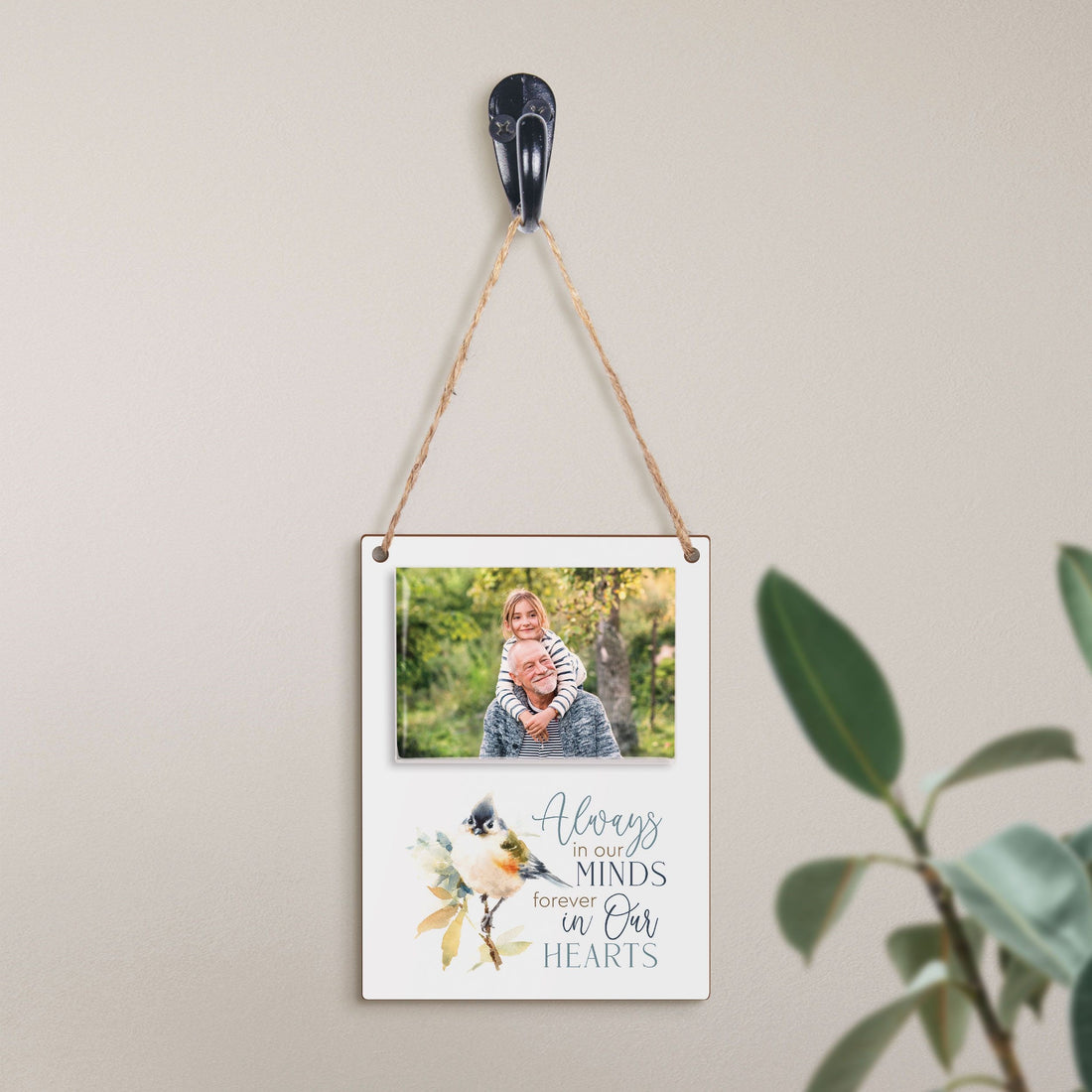 Hanging Photo Frame-Always In Our Minds-Holds 2x3 Photo (3.75 x 5)