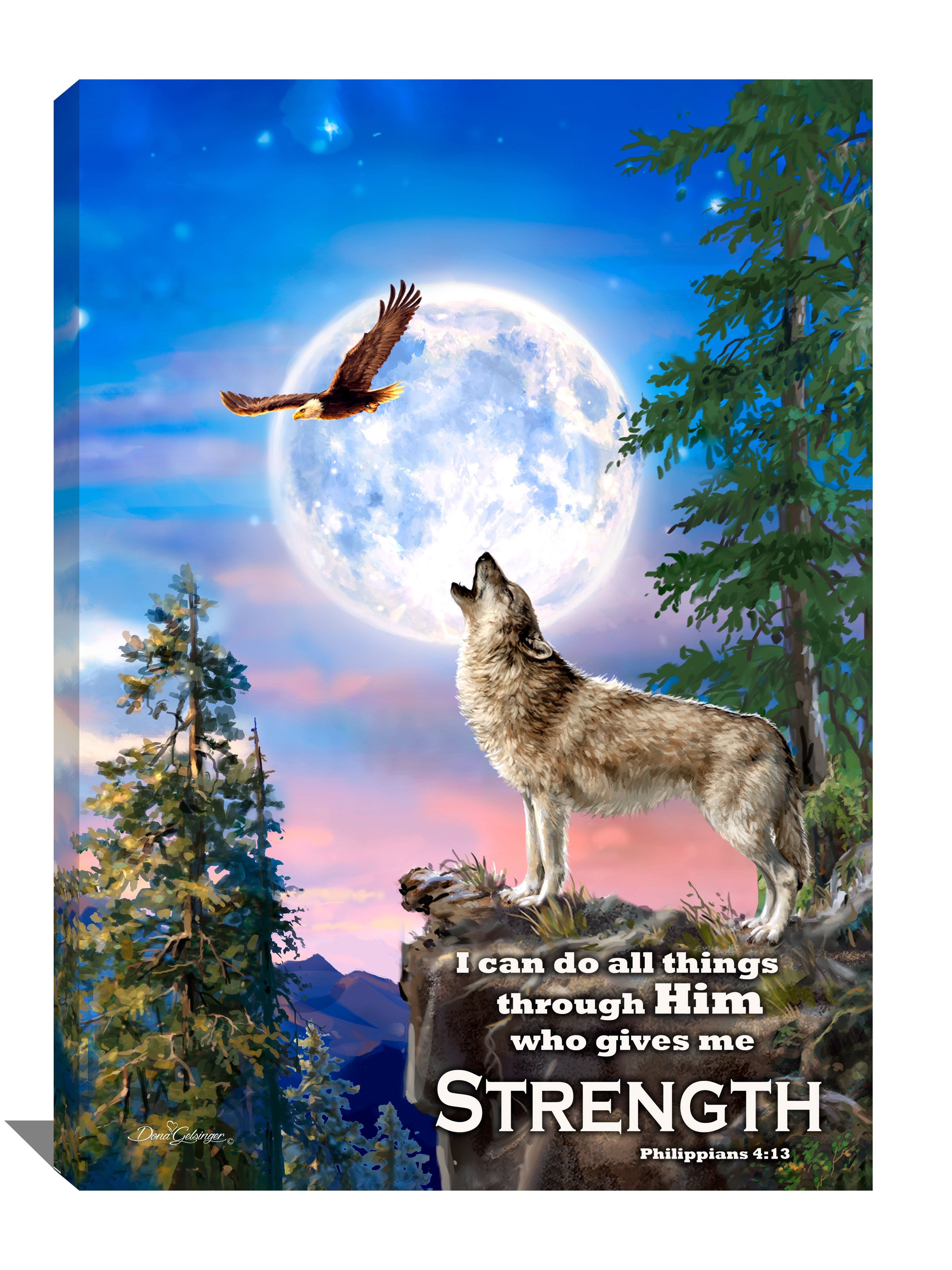 Frameless Canvas-Wolf Moon w/Scripture (10 x 14)