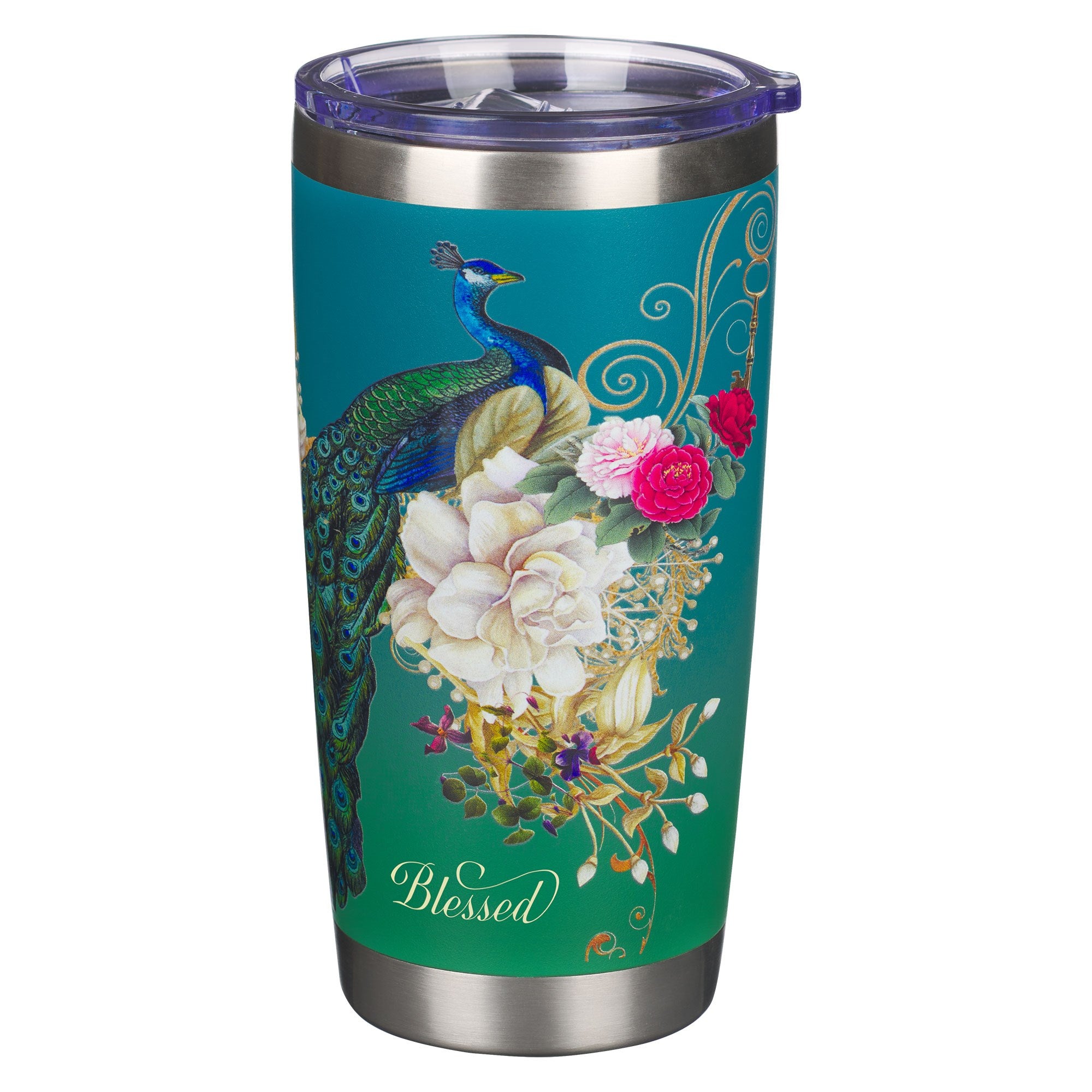 Travel Mug-Blue Peacock Blessed