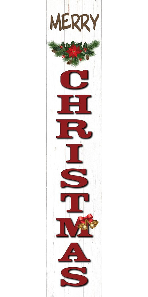 Porch Sign-Merry Christmas-White (4" x 24")