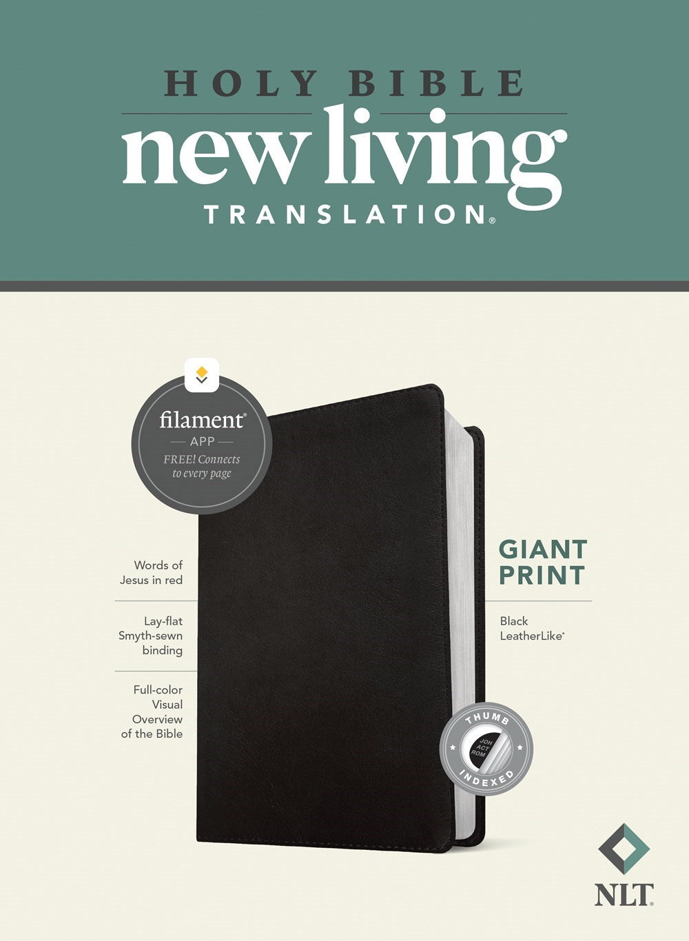 NLT Giant Print Bible Filament-Enabled Edition-Black LeatherLike Indexed