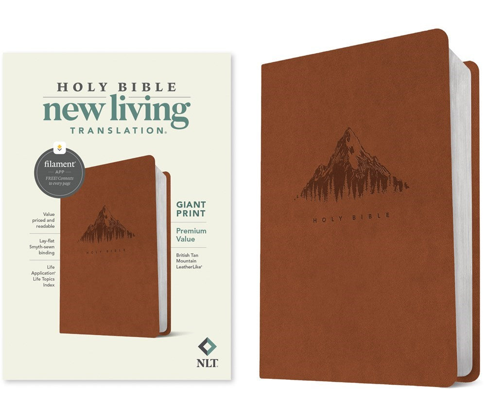 NLT Giant Print Premium Value Holy Bible Filament Enabled Edition-British Tan Mountain LeatherLike)