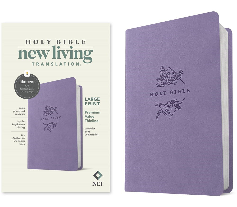 NLT Large Print Premium Value Thinline Bible Filament Enabled Edition-Lavender Song LeatherLike