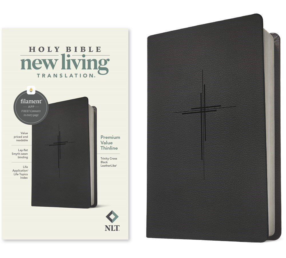NLT Premium Value Thinline Holy Bible Filament Enabled Edition-Trinity Cross Black LeatherLike