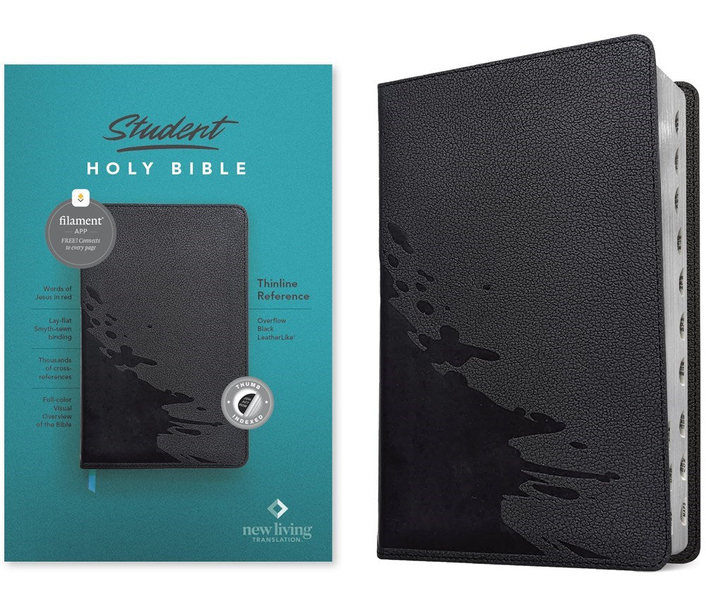 NLT Student Thinline Reference Holy Bible Filament Enabled Edition-Overflow Black LeatherLike Indexed