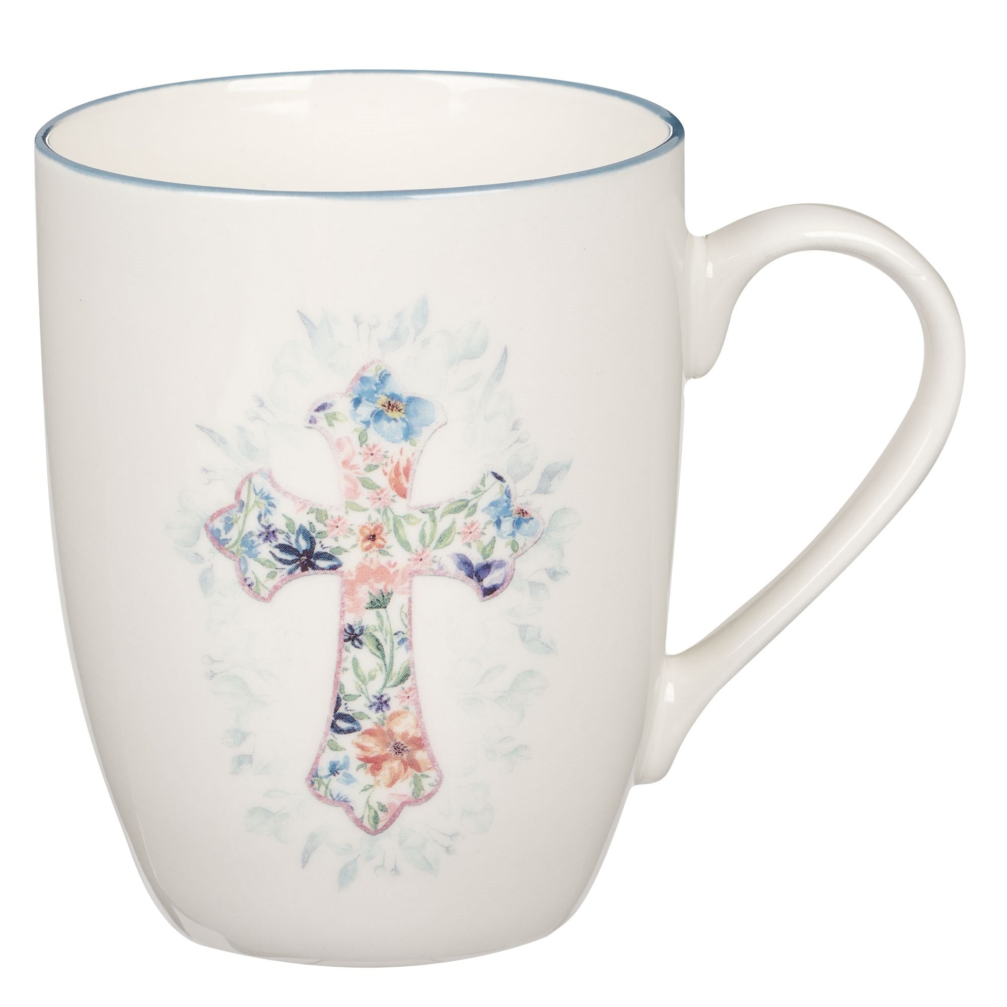 Mug-Budget-Blue Floral Cross